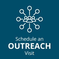 Schedule an Outreach Visit with icon indicating central group of people connecting to a circle of dots